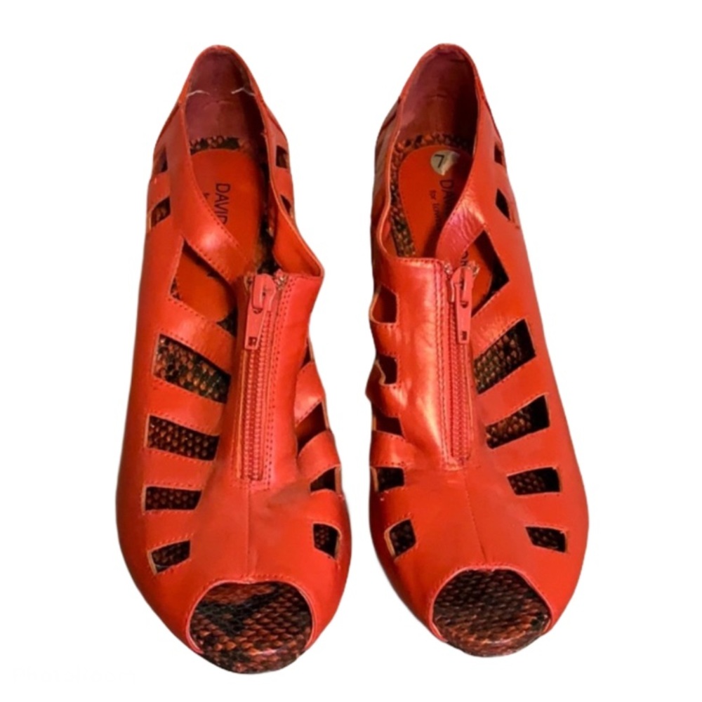David Dixon Red Leather Heels - Women’s Size 7.5